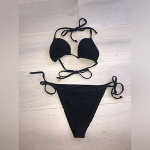 Fisico black‎ honeycomb string Bikini set sz small